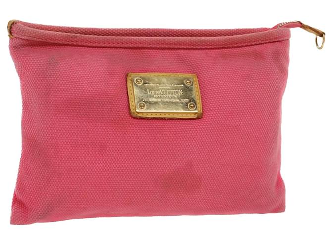 LOUIS VUITTON Antigua Pochette Plat GM Clutch Bag Pink M40065 LV Auth ep1350 Cloth  ref.1040984