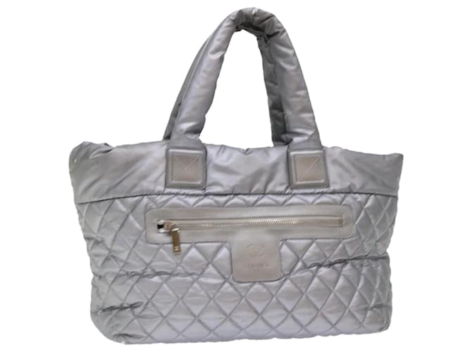 CHANEL Cococoon Hand Bag Nylon Silver CC Auth bs7271 Silvery  ref.1041015