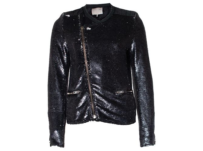 IRO, Paillettenbesetzte Bikerjacke in Grau