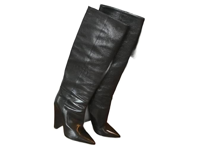 SAINT LAURENT  Boots T.eu 37.5 leather Black  ref.1041024
