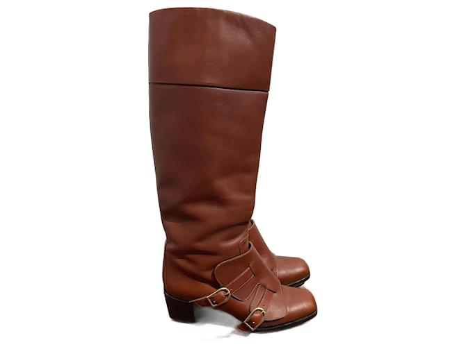 Christian Louboutin Boots Brown Leather Boots High Boots 