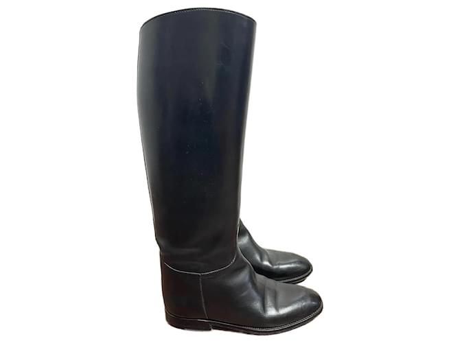 Hermès HERMES  Boots T.eu 37.5 leather Black  ref.1041064