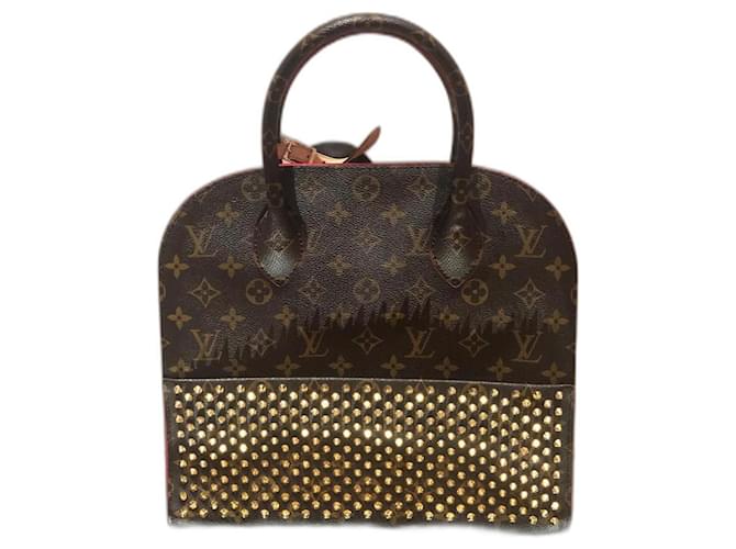 Louis Vuitton collab Christian LOUBOUTIN Brown Red Leather Pony-style calfskin  ref.1041116