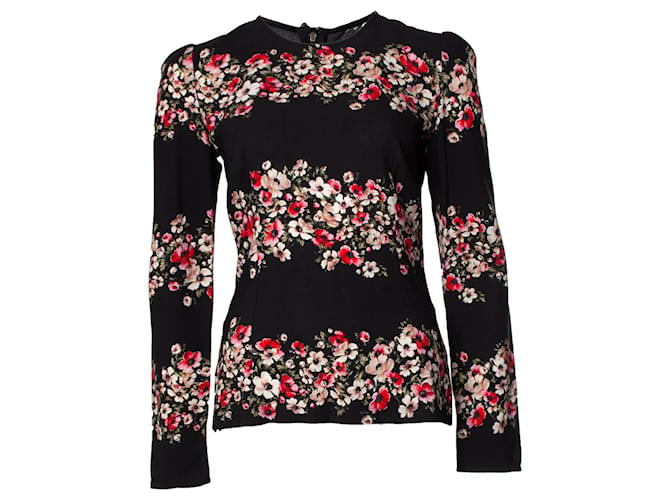 DOLCE & GABBANA, Black top with floral print Viscose  ref.1041154