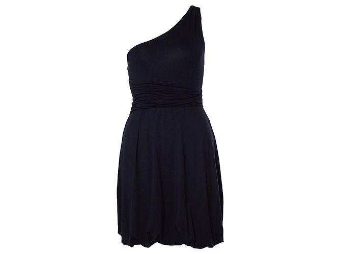 Pinko, Schwarzes drapiertes One-Shoulder-Kleid
