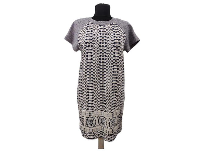 Hobbs Kleid Weiß Blau Baumwolle