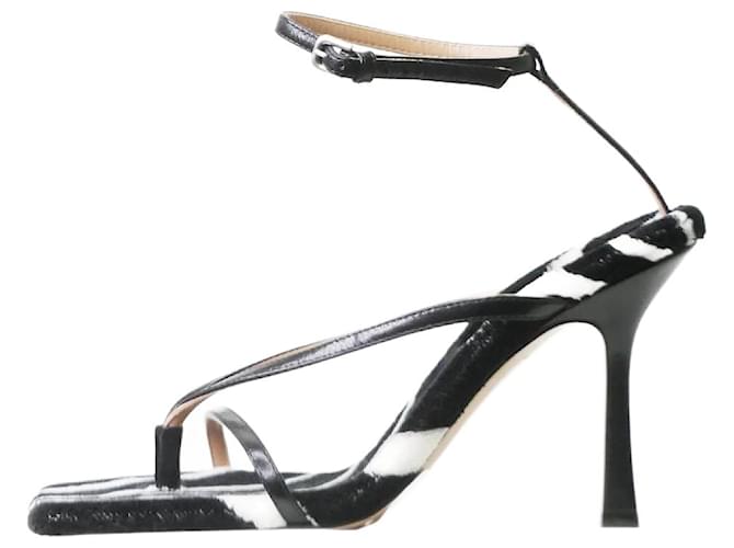 Bottega Veneta Black and White zebra patterned stetch sandals - size EU 36 Leather  ref.1041305