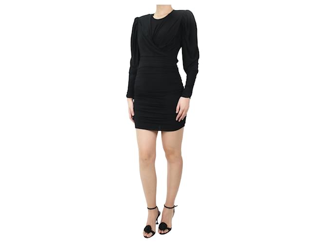 Isabel Marant Black shoulder-padded ruched dress - size FR 38 Viscose  ref.1041308