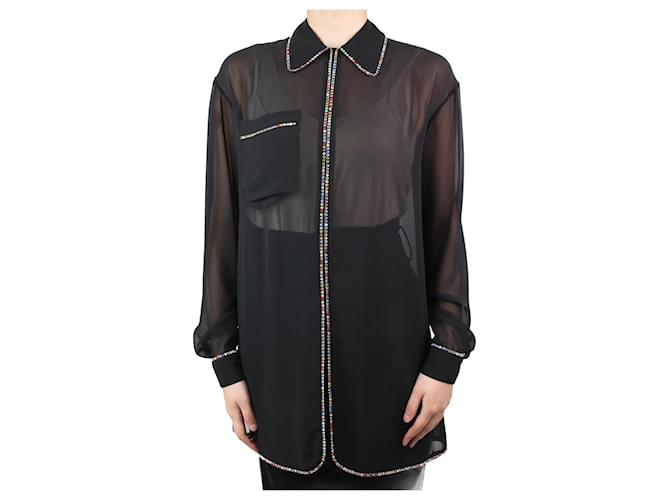 Autre Marque Black crystal embellished sheer shirt - size UK 8 Polyester  ref.1041319