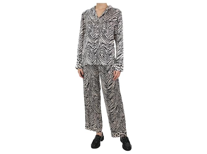 Stella Mc Cartney Conjunto de camisa y pantalón estampado seda color crema - talla M Crudo Elastano  ref.1041420