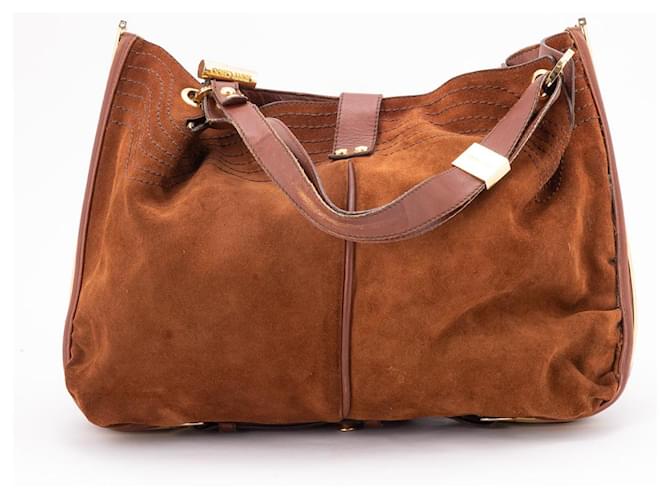 #jimmy choo #vintage #hobo #handbag #shoulderbag Brown Light brown Caramel Chocolate Dark brown Camel Suede Leather  ref.1041466