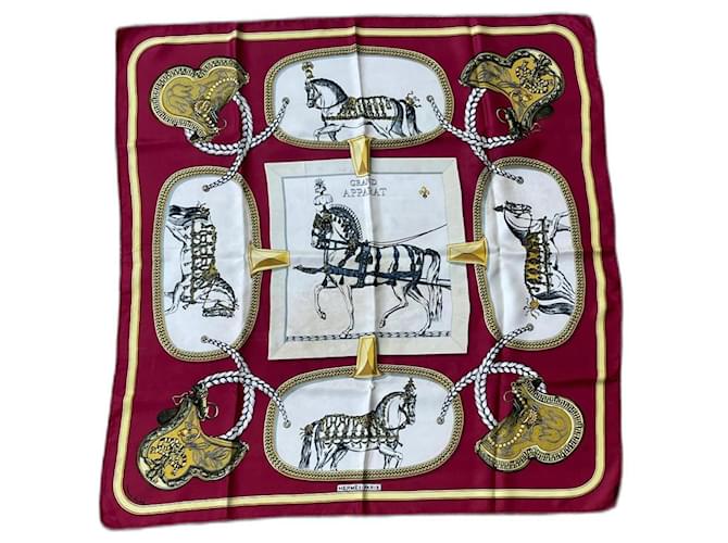 Pañuelo de seda Hermès Grand Apparat Burdeos  ref.1041491
