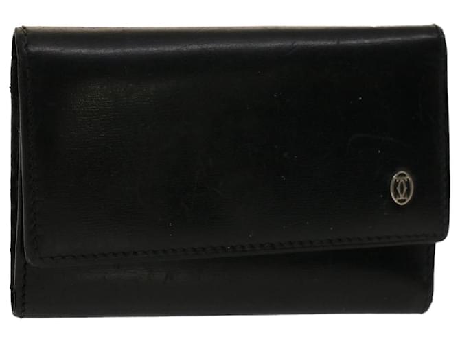Capa para chave CARTIER em couro preto com autenticação 50844  ref.1041571