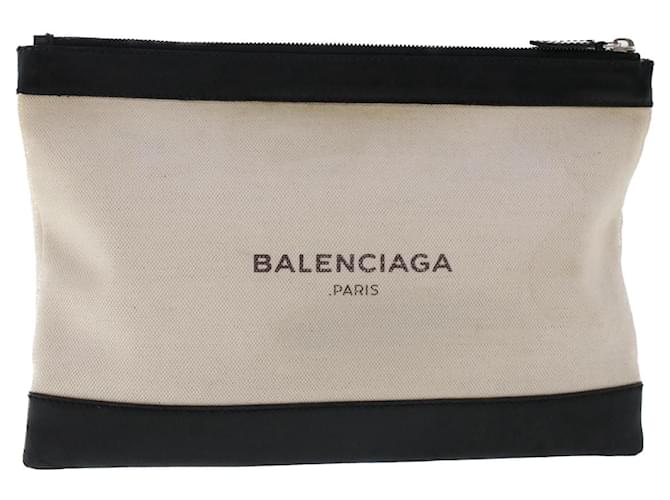 BALENCIAGA Clutch Bag White Black 373834 Auth ep1349 Cloth  ref.1041582