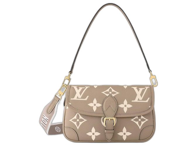 Louis Vuitton Diane Monogram Empreinte Leather Handbag Beige