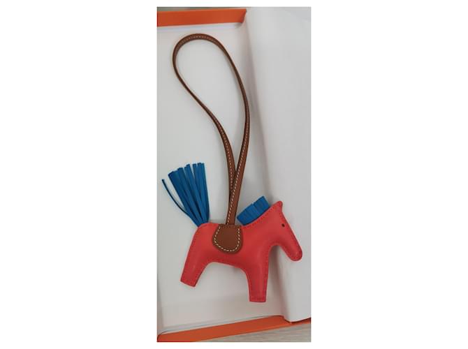 Hermès Rodéo Cuir Cuir d'agneau Marron Rouge Bleu Multicolore Corail Camel  ref.1041627