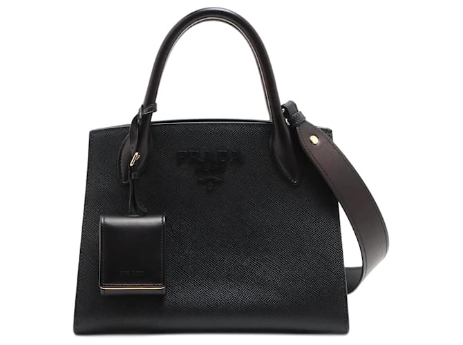 Prada Monochrome Small Saffiano Leather Black Bag  ref.1041634
