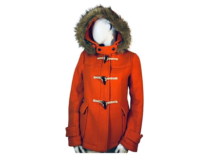 abrigo Uniqlo en mezcla de lana Naranja Poliéster Poliamida  ref.1041656