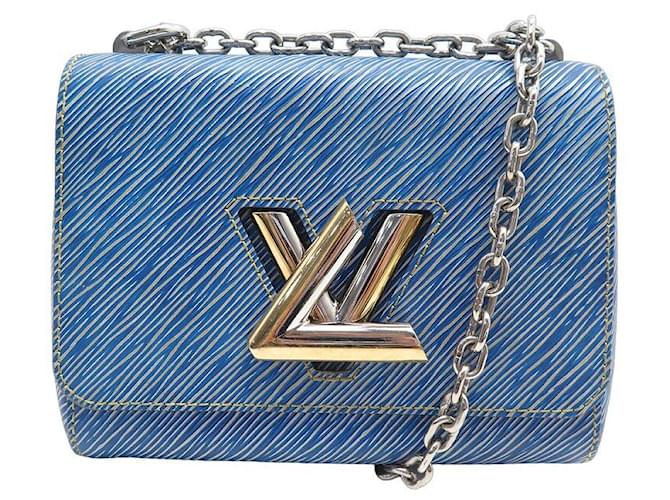 Louis Vuitton Epi LV Twist MM Chain Shoulder Bag Purse Denim Blue Leather  M50271