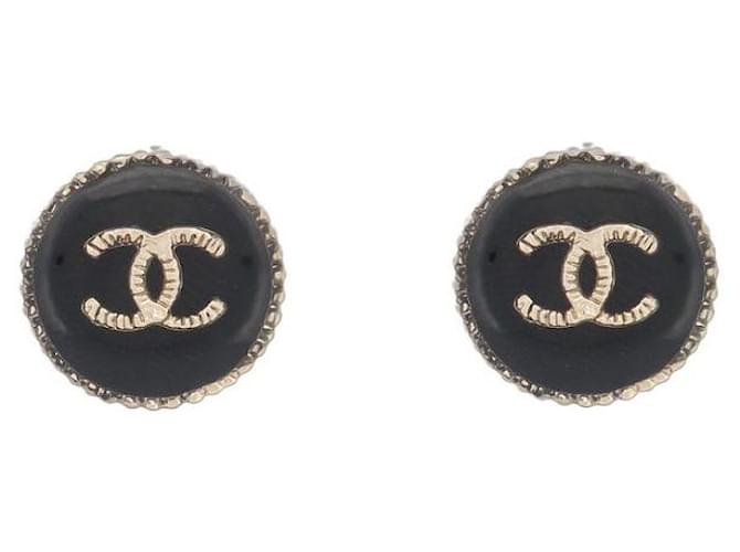 CHANEL CC LOGO ROUND EARRINGS GOLD METAL CHIP GOLD EARRINGS