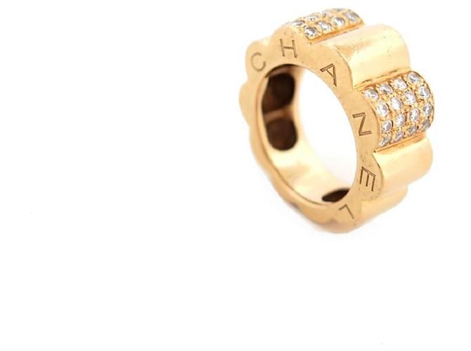 PERFIL DE ANEL CHANEL DE CAMÉLIA OURO AMARELO 18k diamantes 0.68ct 13GR GOLD RING Dourado  ref.1041936