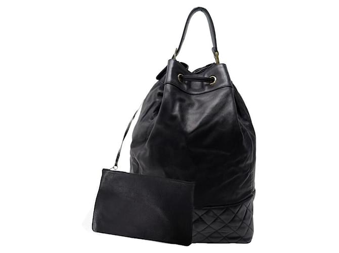 Backpacks Chanel Vintage Chanel Backpack Quilted Leather CC Logo Black Leather Backpack Bag