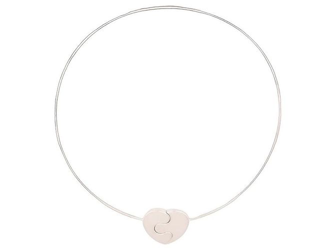 COLLAR CHRISTOFLE TORQUE DUO PUZZLE CORAZÓN 44 Plata solida 925 collar de plata