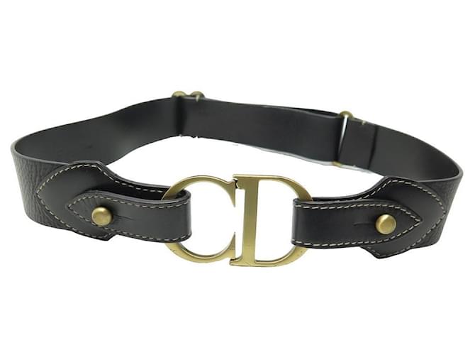 CHRISTIAN DIOR BELT WITH CD LOGO BUCKLE IN BLACK LEATHER T 75 