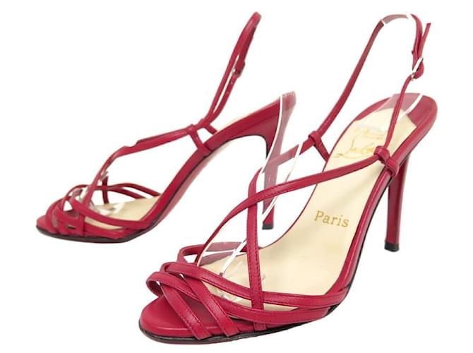 SCARPE CHRISTIAN LOUBOUTIN SANDALI CON TACCO 36.5 Scarpe sandali rossi Rosso Pelle  ref.1042115