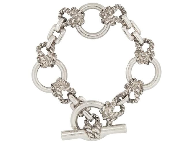 Hermès VINTAGE HERMES DOUARNENEZ MARIN KNOT BRACELET16/17 Solid silver 58GR CORDAGE Silvery  ref.1042118