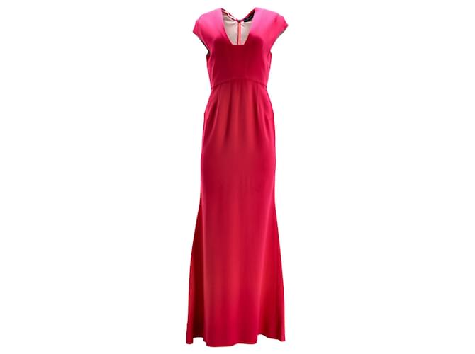 Roland Mouret Square-Neck Cut-Out Back Evening Dress in Pink Viscose Cellulose fibre  ref.1042137
