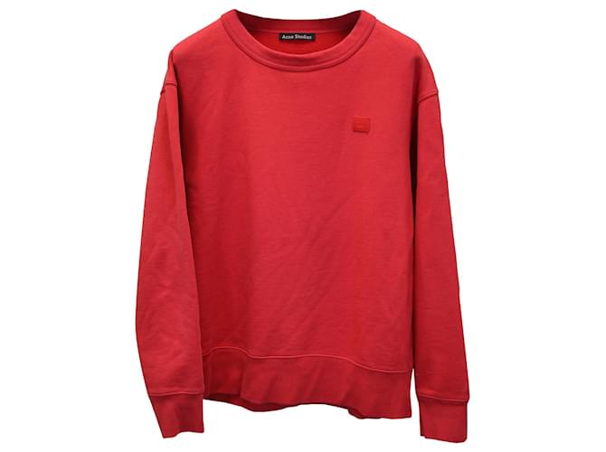 Acne Studios Fairview Face Crew Sweater in Red Cotton  ref.1042146