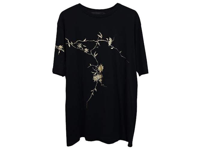 Haider Ackermann Embroidered T-Shirt in Black Cotton  ref.1042147