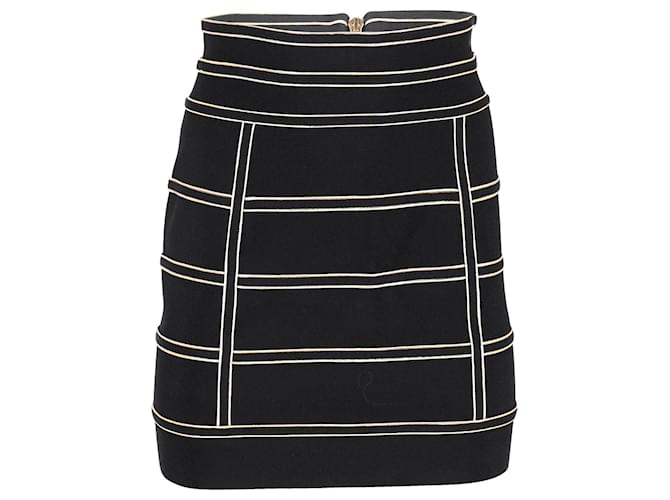Balmain Metallic Piping Stretch Knit Mini Skirt in Black Viscose Cellulose fibre  ref.1042159