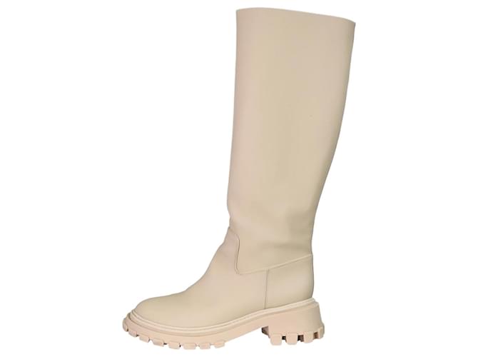 Autre Marque Beige knee-high boots - size EU 41 Leather  ref.1042215