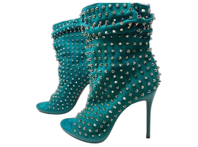Christian Louboutin Ankle Boots Turquoise Suede  ref.1042333