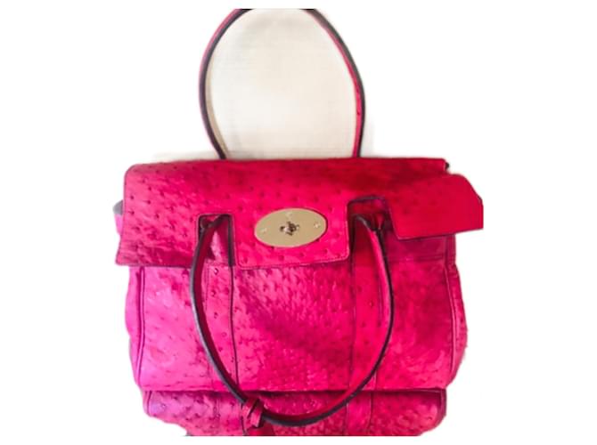 Mulberry Bayswater Satchel Pink Ostrich leather  ref.1042352
