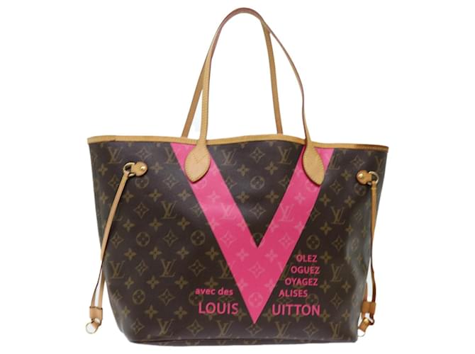 LOUIS VUITTON Monogram V line Neverfull MM Tote Bag Pink M41602 LV Auth am4905 Cloth  ref.1042502