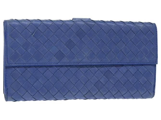 Autre Marque BOTTEGA VENETA INTRECCIATO Long Wallet Leather Blue Auth 50841  ref.1042506