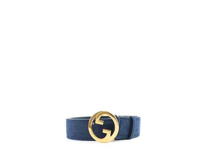 GUCCI Belts GG Buckle Navy blue Leather  ref.1042567