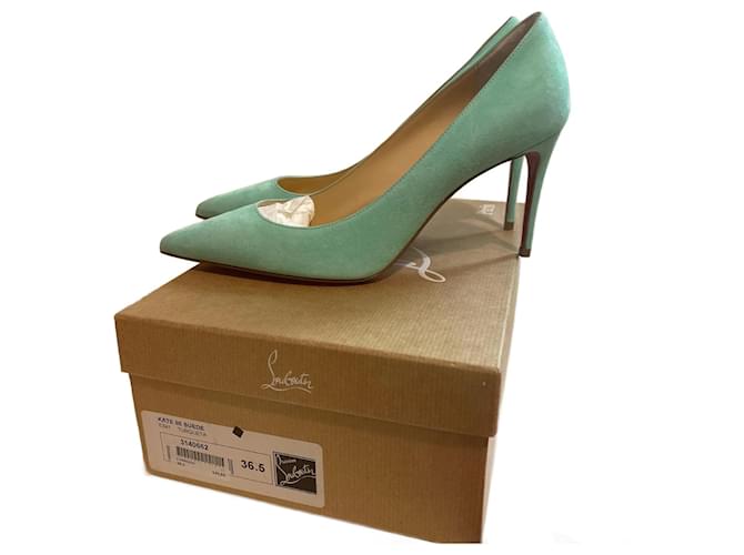 Christian Louboutin Talons Suede Turquoise  ref.1042646