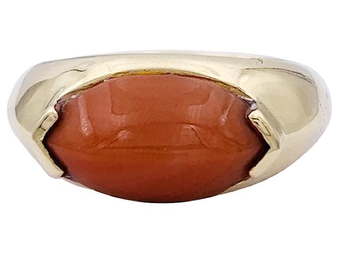 Autre Marque O ring.J.Perrin, yellow gold, Coral.  ref.1042722