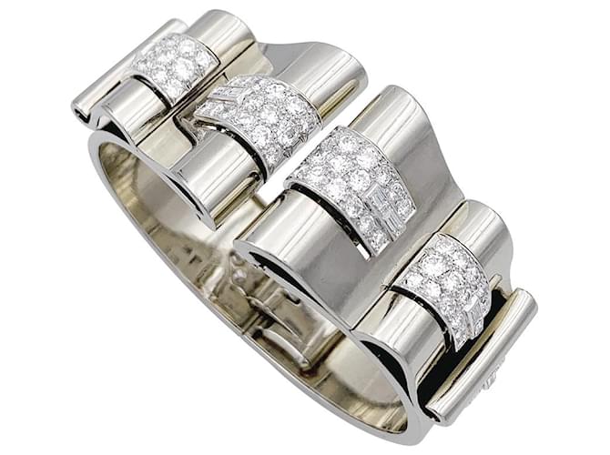 Autre Marque Bracelet Art Déco René Boivin, platine, or blanc, diamants.  ref.1042723