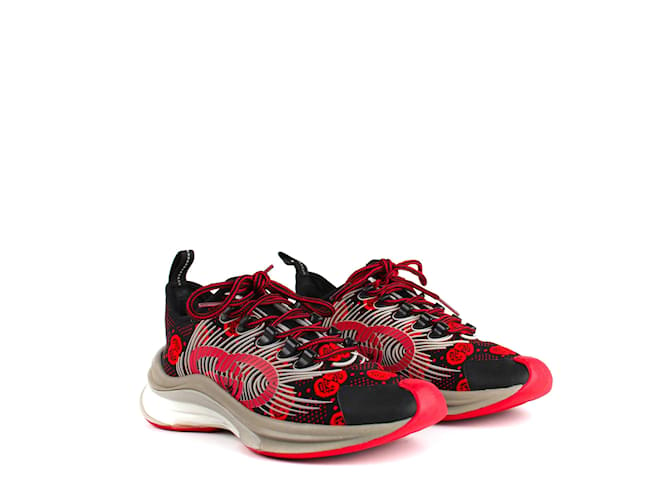 Baskets GUCCI Ace Toile Rouge  ref.1042846