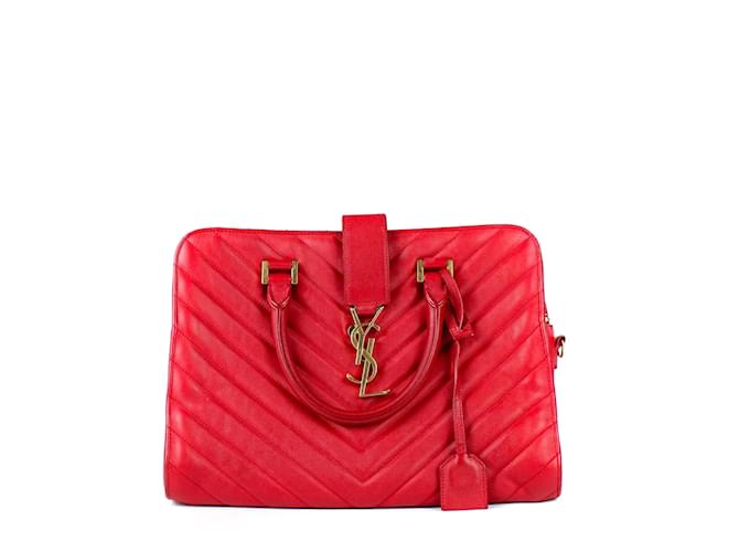 SAINT LAURENT Handbags Monogram Cabas Red Leather  ref.1042939