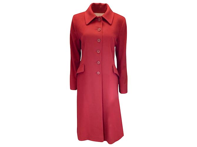 Autre Marque Fleurette Pomegranate Wool Trench Coat Red  ref.1042972
