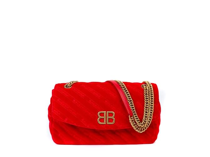 BALENCIAGA Handbags BB Round Red Cloth  ref.1043014