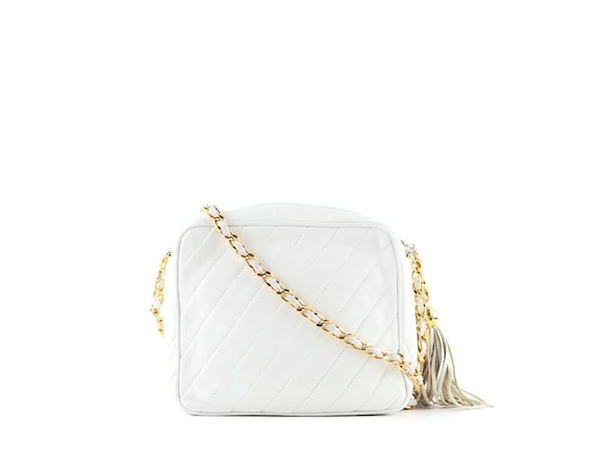 Camera CHANEL Handbags Timeless/classique White Leather  ref.1043089