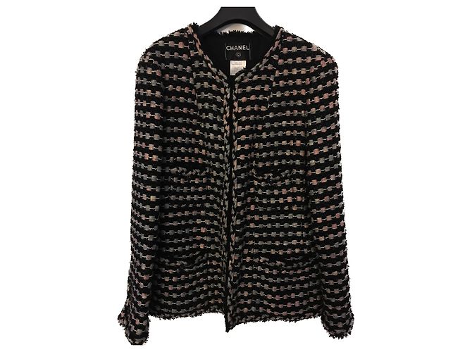 Chanel Giacca classica in tweed senza colletto Multicolore