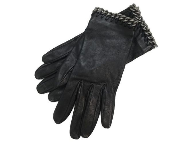 Hermès *** Luvas de couro HERMES Preto
